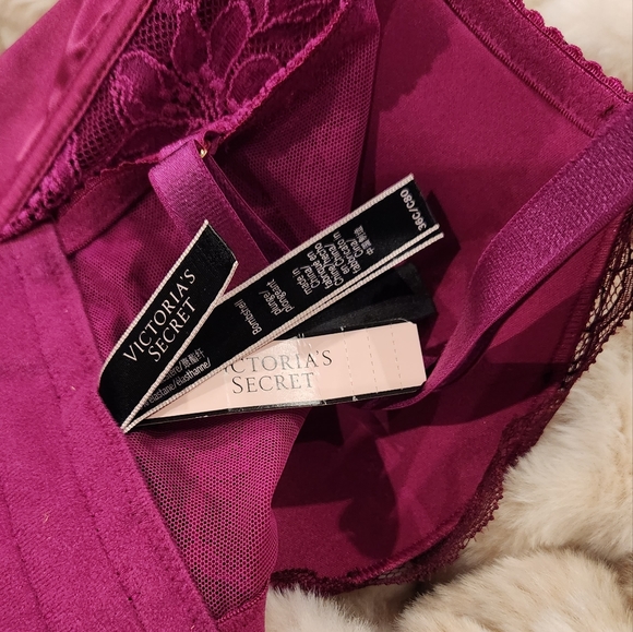VICTORIA'S SECRET- Very Sexy Add 2 Cups Lace Trim Corset Bra Top- Raspberry - Picture 5 of 6